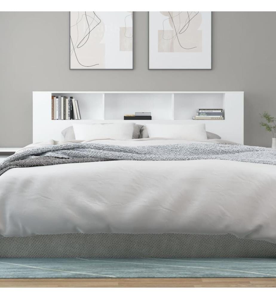 Kopfteil mit Ablagen Weiss 200x18,5x104,5 cm