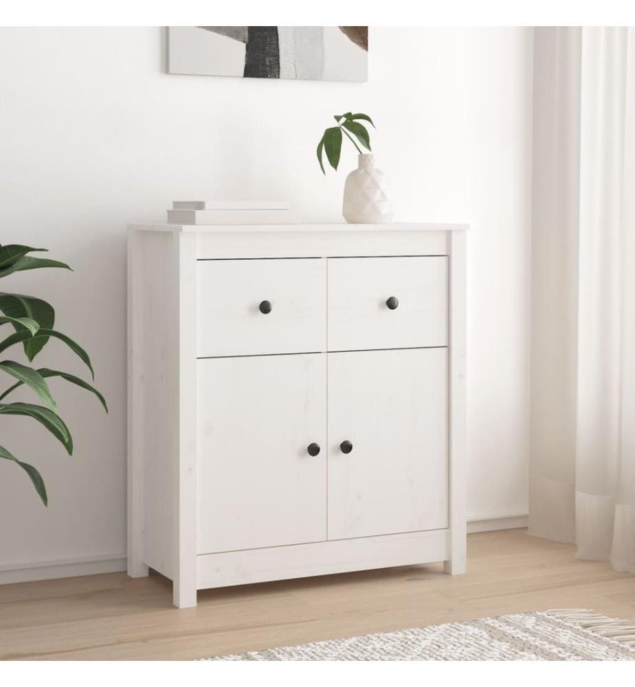 Sideboard Weiss 70x35x80 cm Massivholz Kiefer