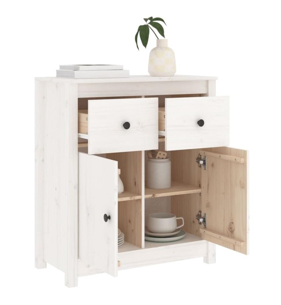 Sideboard Weiss 70x35x80 cm Massivholz Kiefer