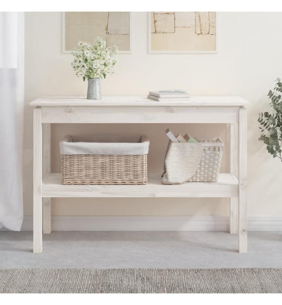 Konsolentisch Weiss 110x40x75 cm Massivholz Kiefer