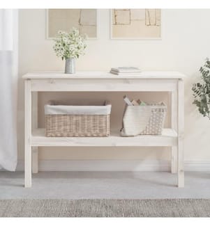 Konsolentisch Weiss 110x40x75 cm Massivholz Kiefer