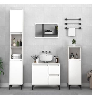 Badschrank Weiss 30x30x190 cm Holzwerkstoff