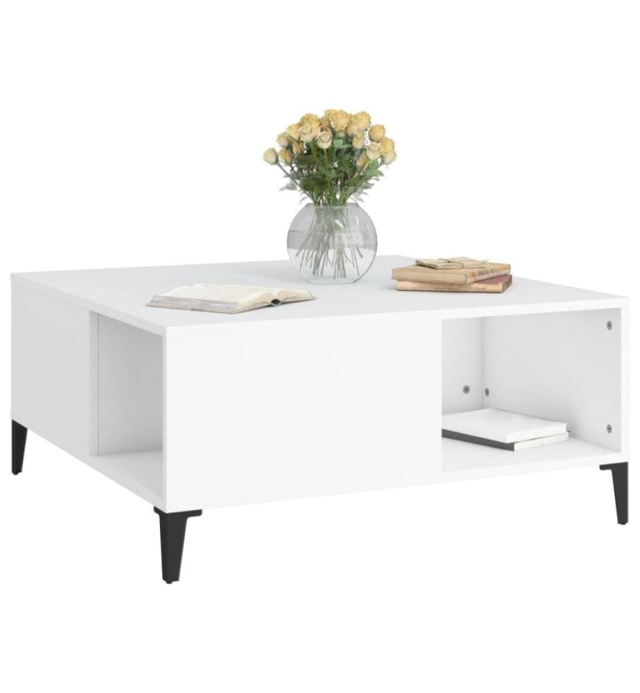 Table basse blanc 80x80x36,5 cm bois d'ingénierie