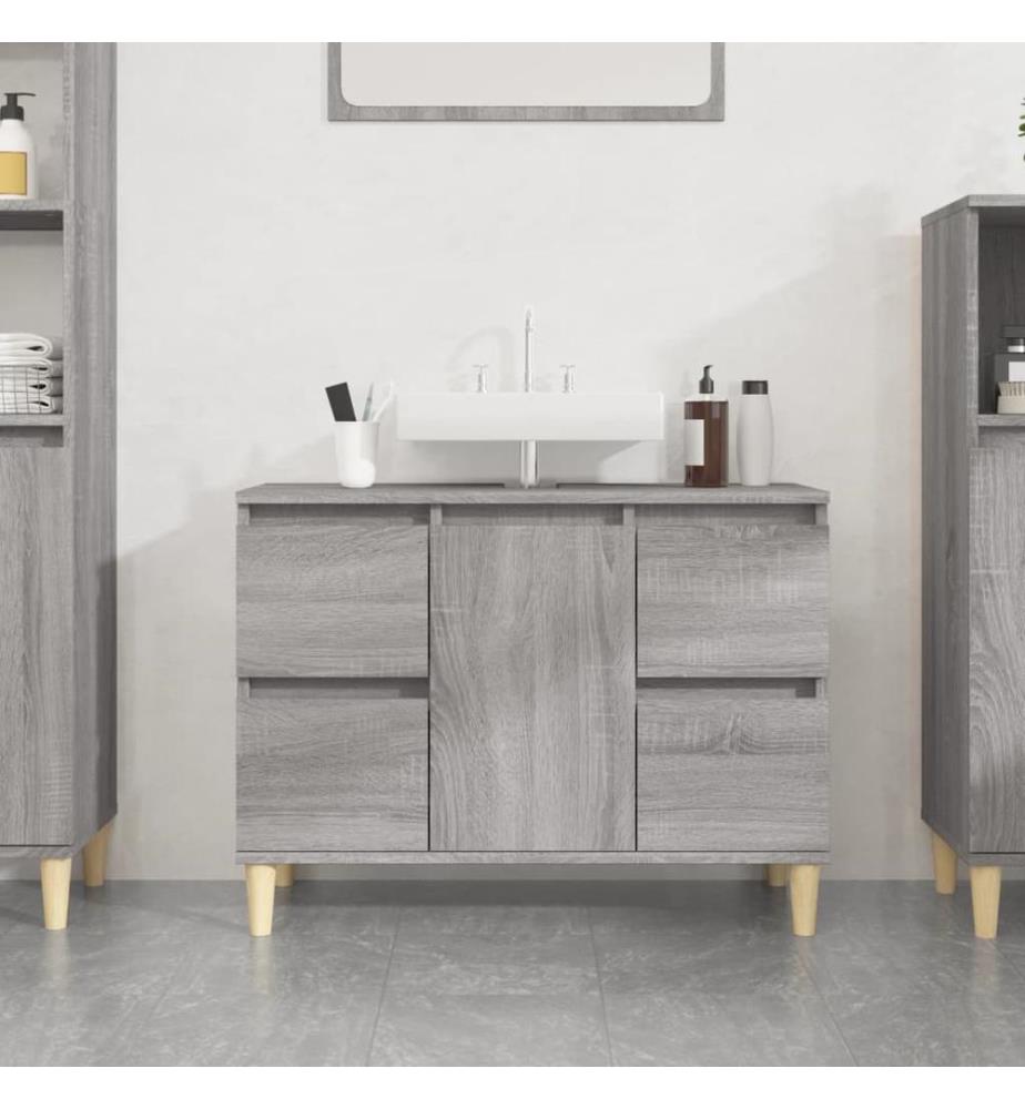 Waschbeckenunterschrank Grau Sonoma 80x33x60 cm Holzwerkstoff