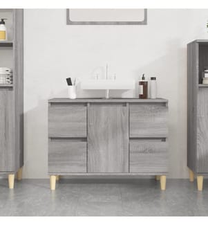Waschbeckenunterschrank Grau Sonoma 80x33x60 cm Holzwerkstoff