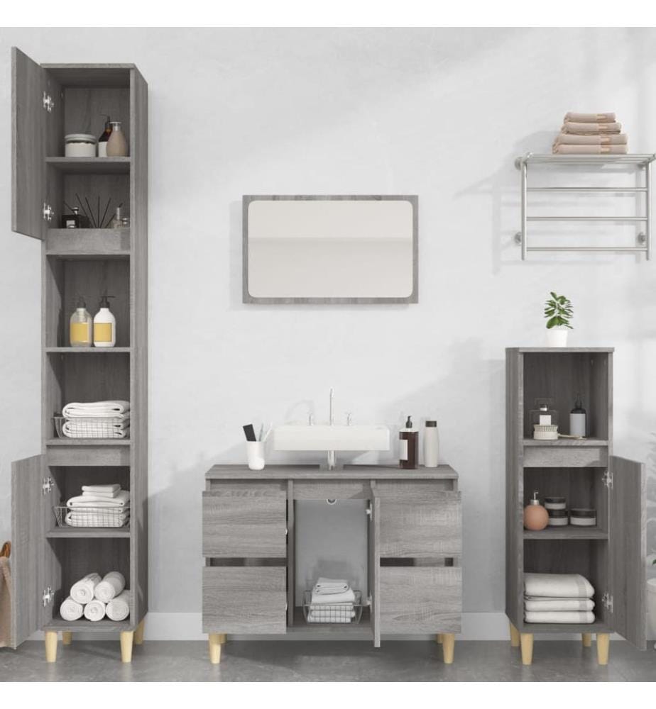 Waschbeckenunterschrank Grau Sonoma 80x33x60 cm Holzwerkstoff
