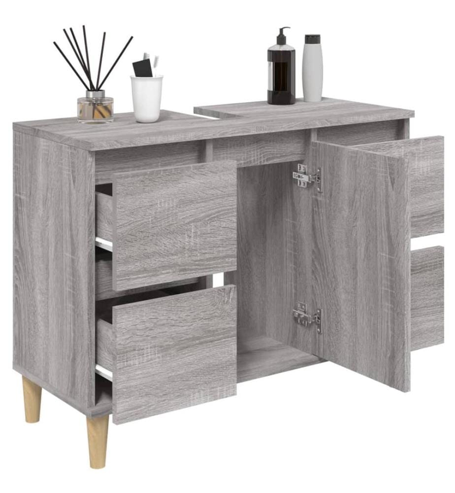 Waschbeckenunterschrank Grau Sonoma 80x33x60 cm Holzwerkstoff