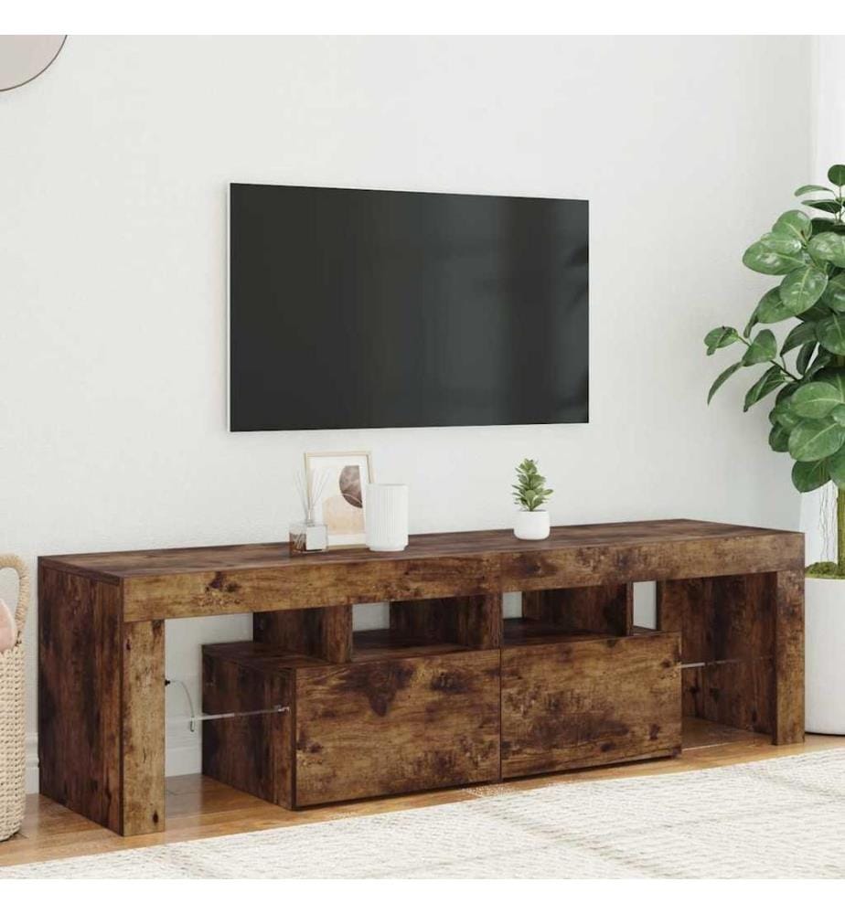 TV-Schrank mit LED-Leuchten Räuchereiche 140x36,5x40 cm
