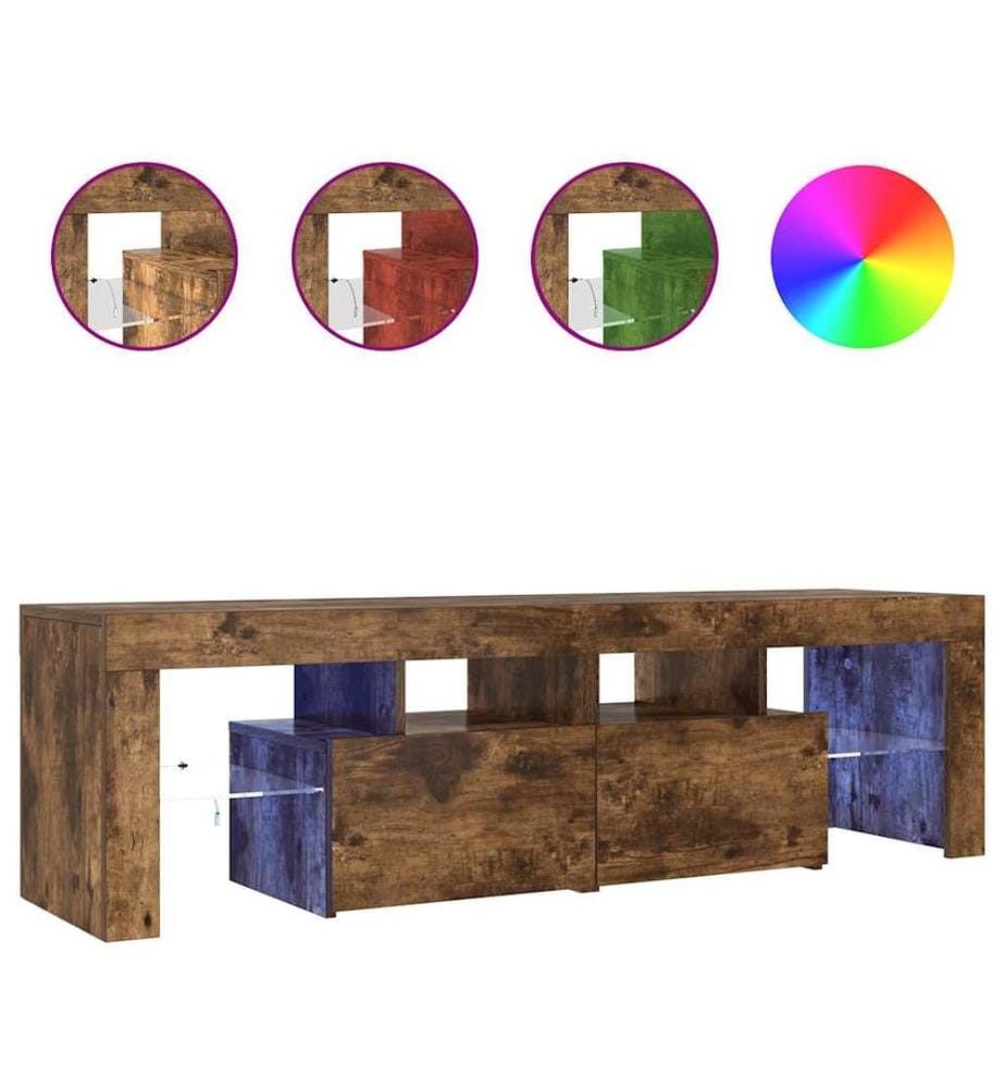 TV-Schrank mit LED-Leuchten Räuchereiche 140x36,5x40 cm