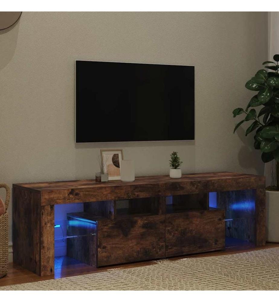 TV-Schrank mit LED-Leuchten Räuchereiche 140x36,5x40 cm