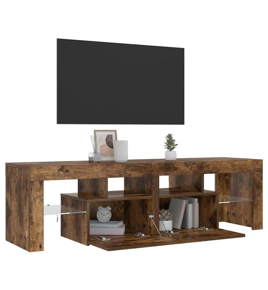 TV-Schrank mit LED-Leuchten Räuchereiche 140x36,5x40 cm