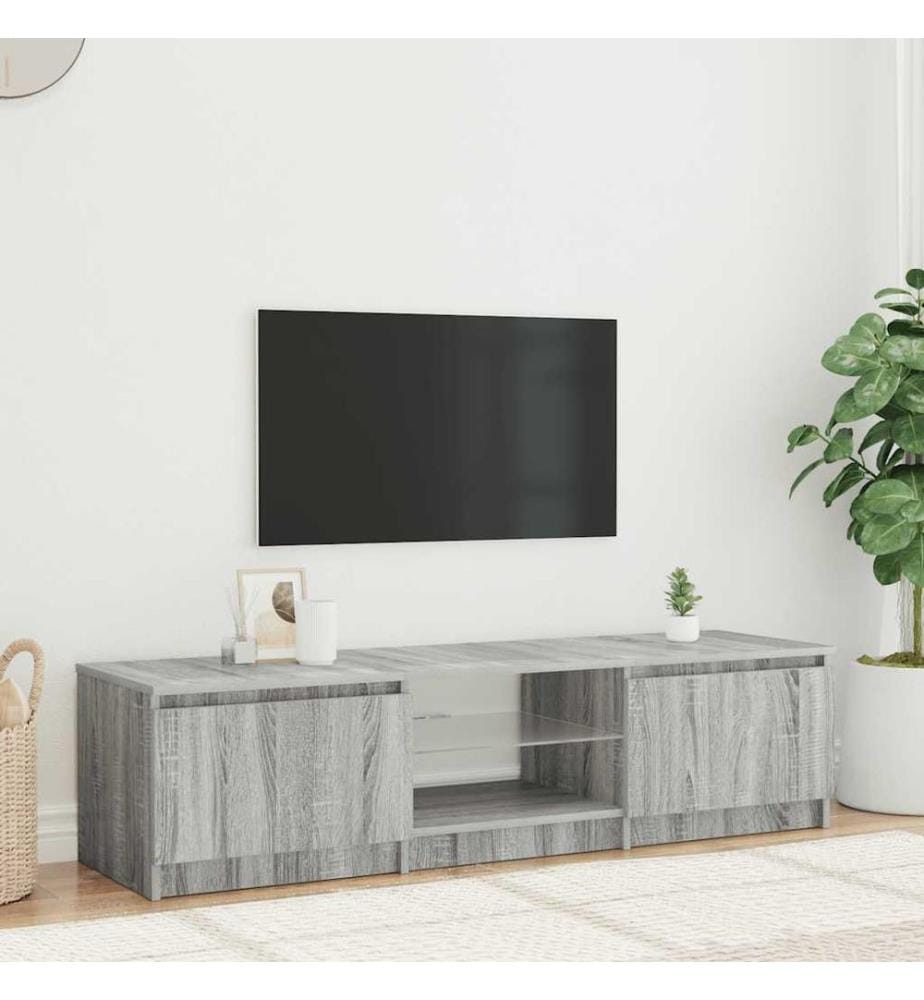 Meuble TV avec lumières LED Sonoma gris 140x40x36 cm