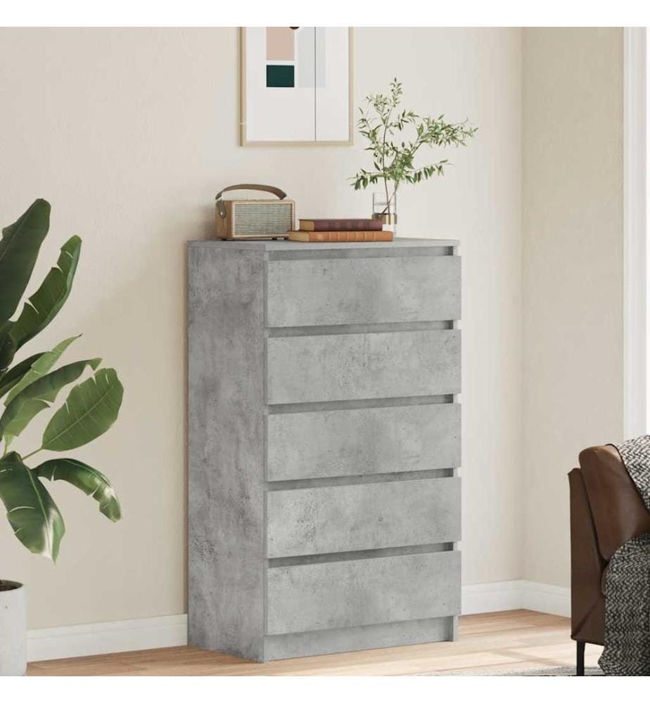 Commode Gris béton 60x36x103 cm Bois d'ingénierie