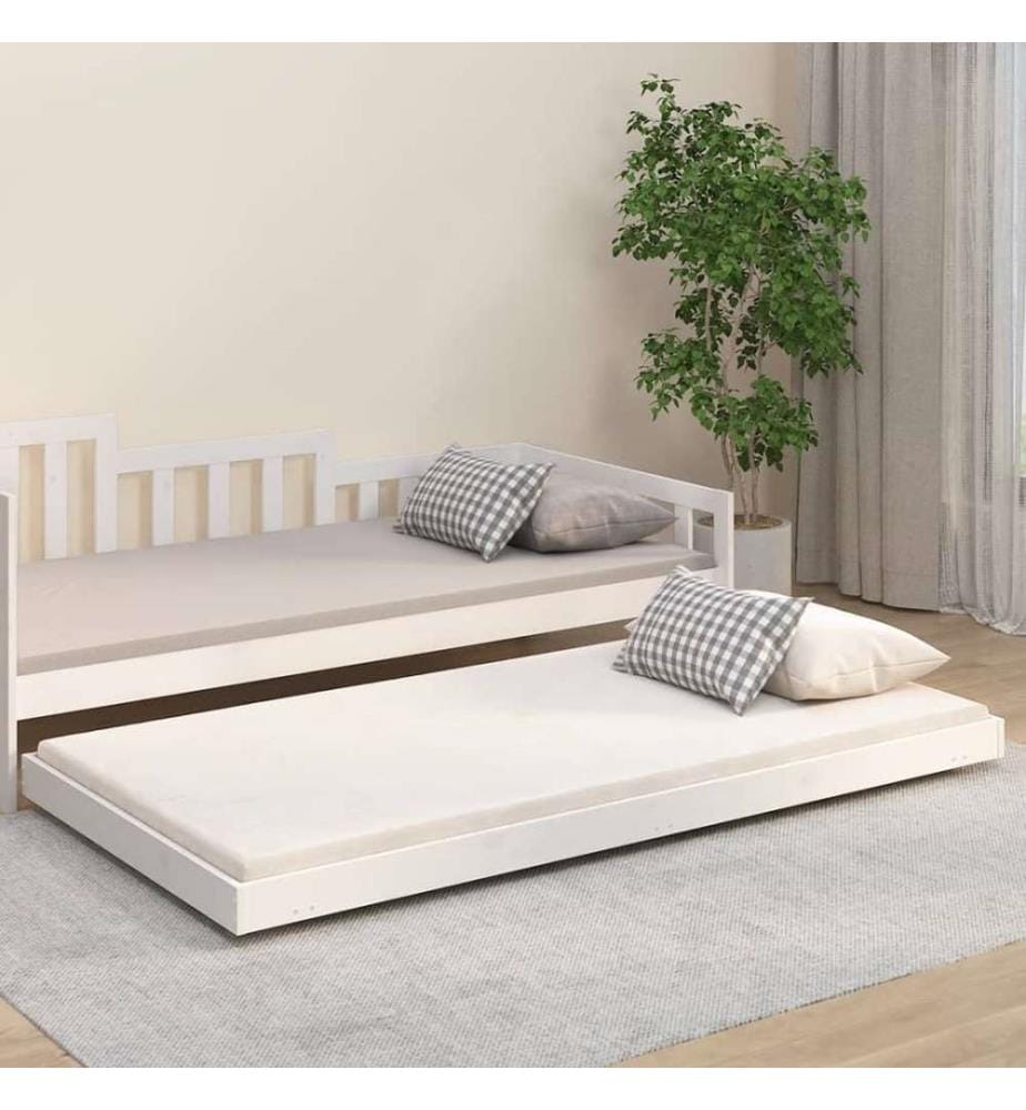 Cadre de lit blanc 100x200 cm bois de pin massif