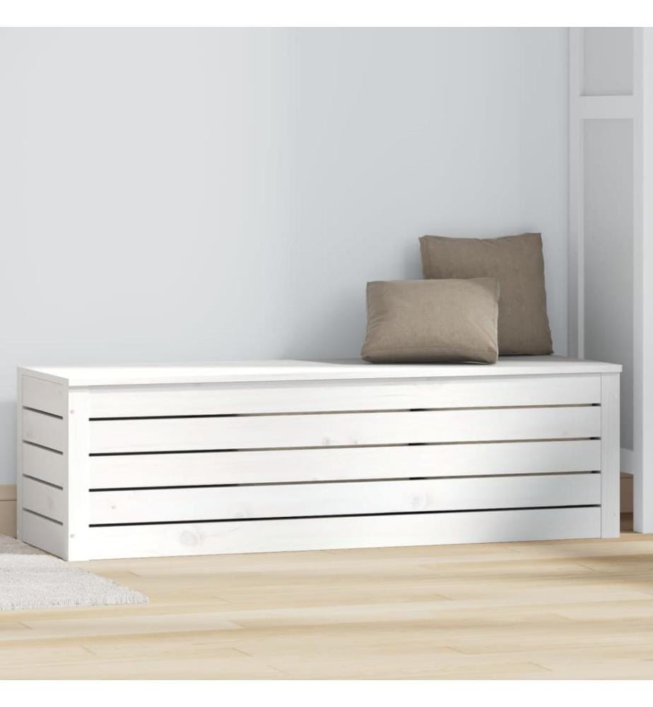 Truhe Weiss 109x36,5x33 cm Massivholz Kiefer
