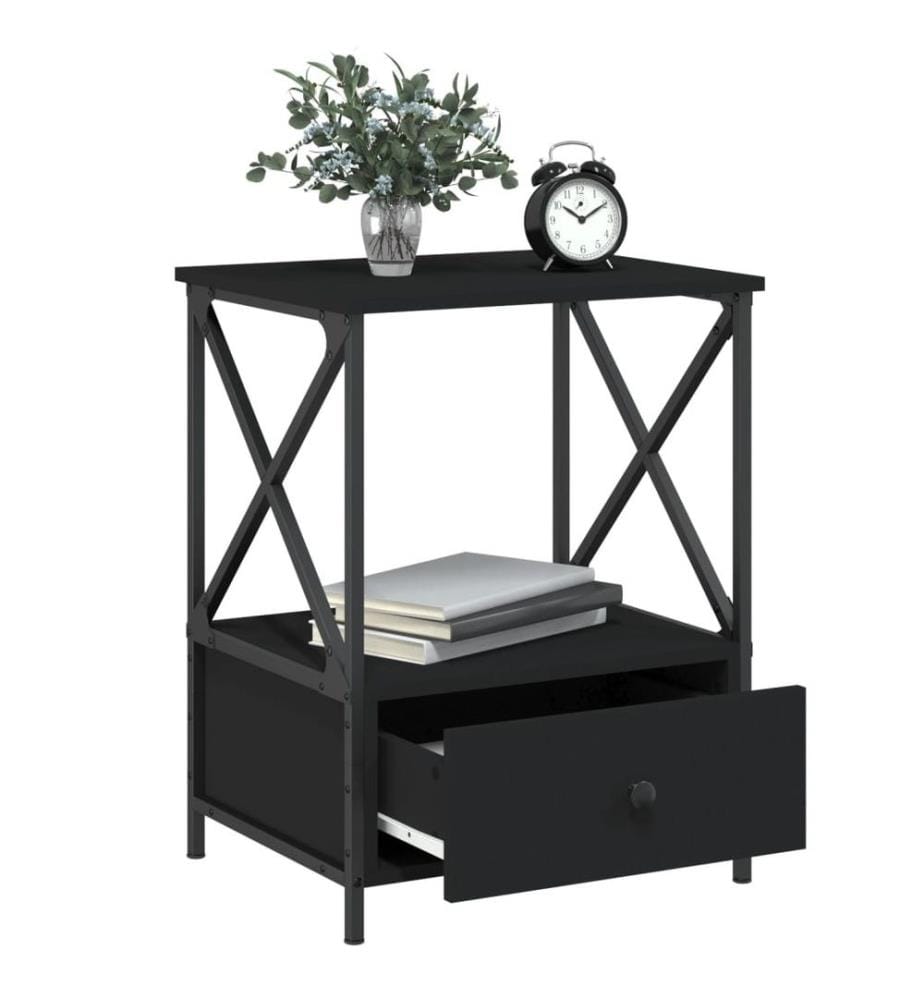 Nachttische 2 Stk. Schwarz 50x41x65 cm Holzwerkstoff
