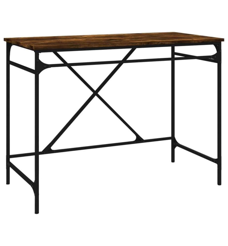 Schreibtisch Räuchereiche 100x50x75 cm Holzwerkstoff und Eisen