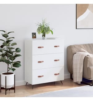 Commode blanc 69,5 x 34 x 90 cm bois d'ingénierie