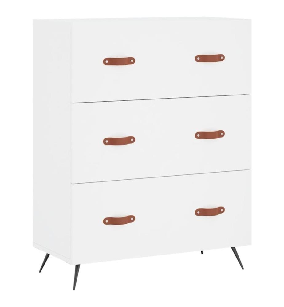 Commode blanc 69,5 x 34 x 90 cm bois d'ingénierie