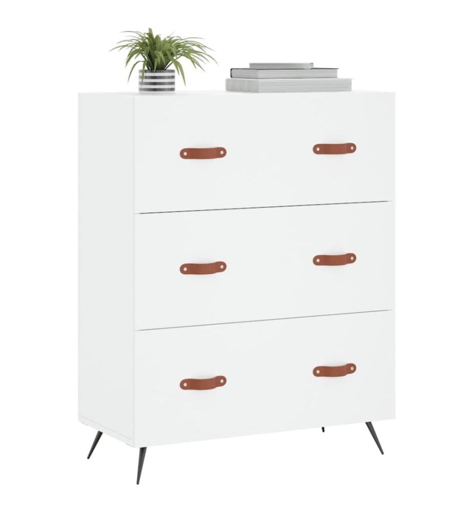 Commode blanc 69,5 x 34 x 90 cm bois d'ingénierie