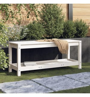 Gartenbank Weiss 108x35x45 cm Massivholz Kiefer