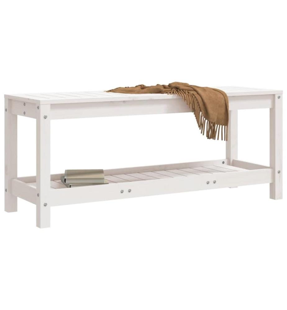 Gartenbank Weiss 108x35x45 cm Massivholz Kiefer