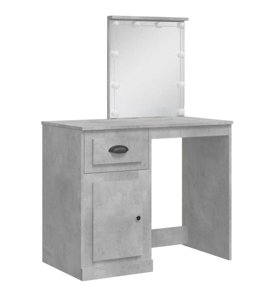 Schminktisch mit LED-Leuchten Betongrau 90x42x132,5 cm