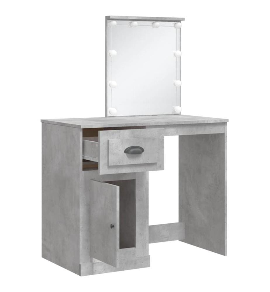 Schminktisch mit LED-Leuchten Betongrau 90x42x132,5 cm