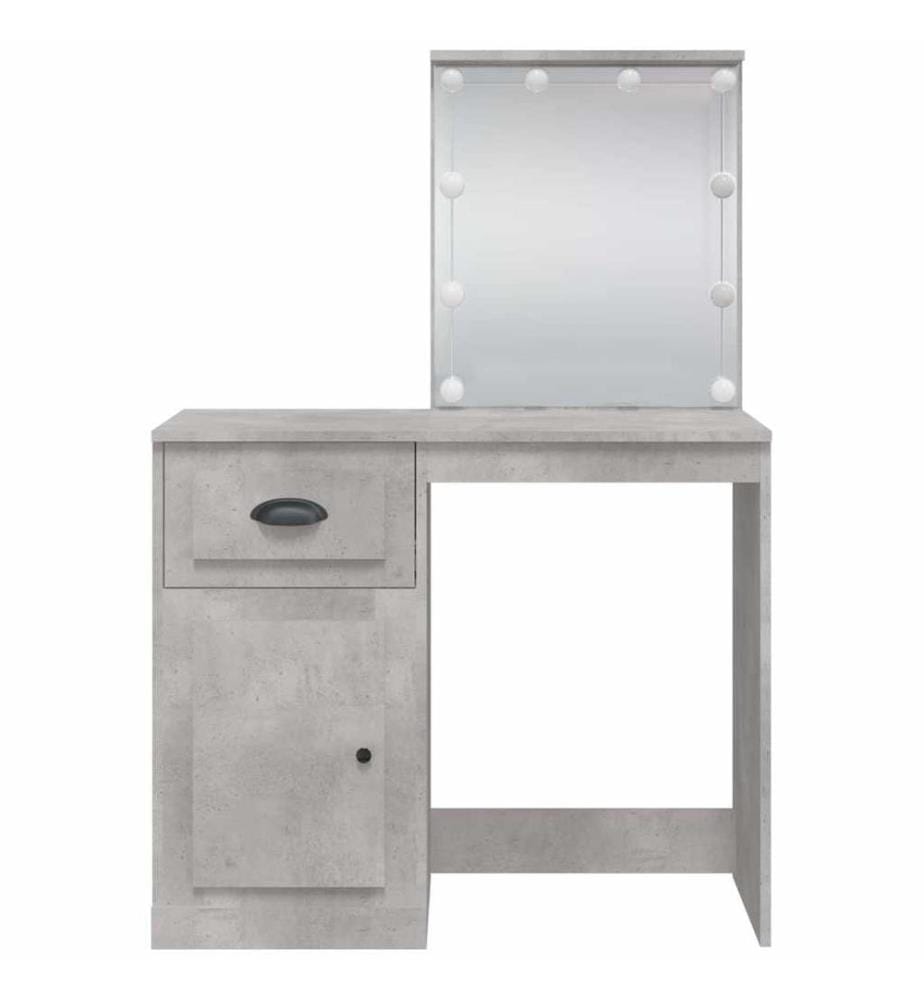 Schminktisch mit LED-Leuchten Betongrau 90x42x132,5 cm