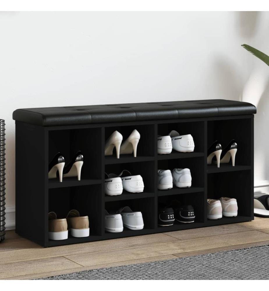 Schuhbank Schwarz 102x32x50 cm Holzwerkstoff