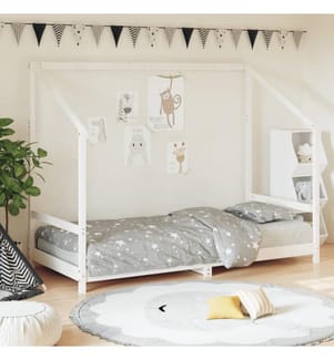 Cadre de lit pour enfants blanc 90x200 cm bois de pin massif