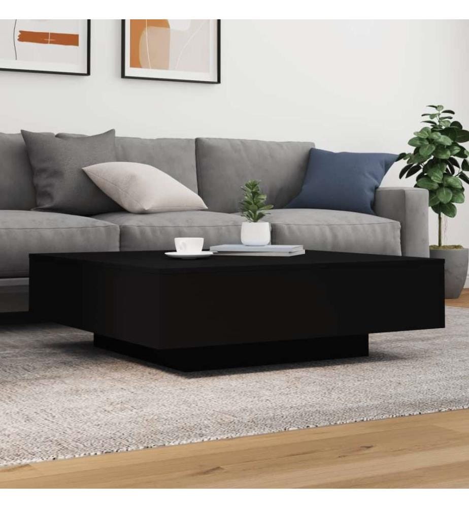 Table basse avec lumières LED noir 100x100x31 cm