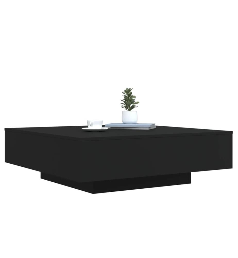 Table basse avec lumières LED noir 100x100x31 cm