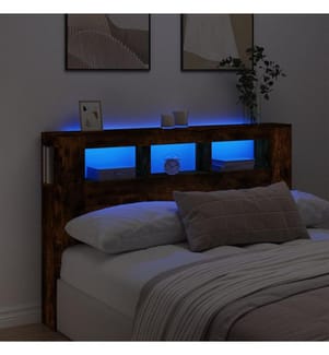 LED-Kopfteil Räuchereiche 160x18,5x103,5 cm Holzwerkstoff