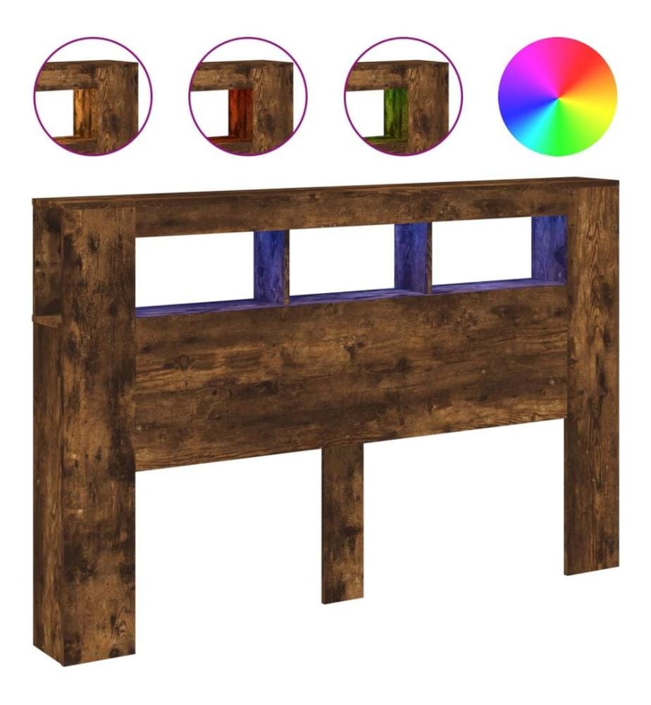 LED-Kopfteil Räuchereiche 160x18,5x103,5 cm Holzwerkstoff