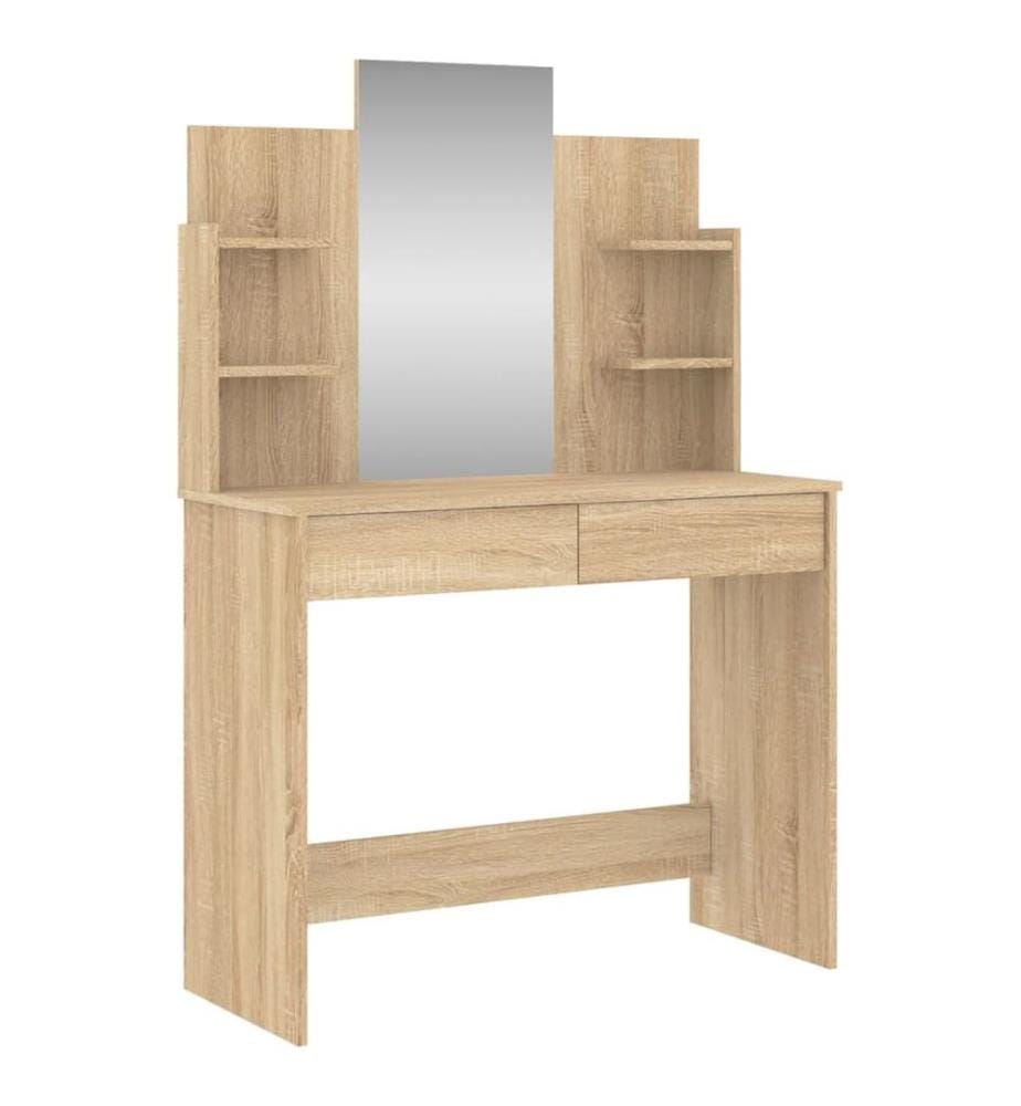 Schminktisch mit Spiegel Sonoma-Eiche 96x39x142 cm