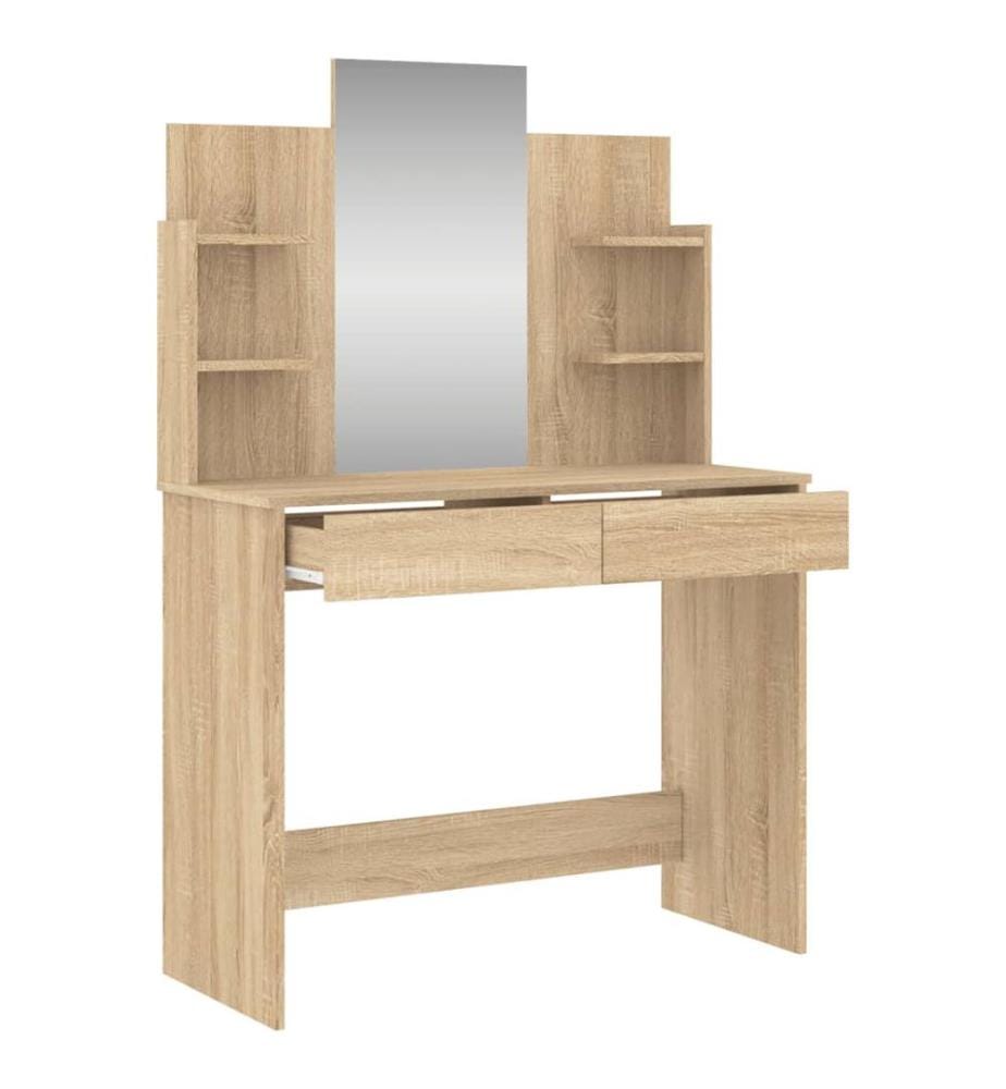 Schminktisch mit Spiegel Sonoma-Eiche 96x39x142 cm
