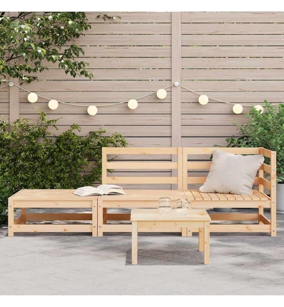 Gartensofa mit Fusshocker 2-Sitzer Massivholz Kiefer