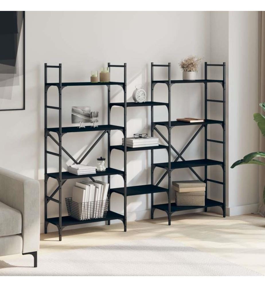 Bibliothèque noir 160x28,5x136,5 cm bois d'ingénierie
