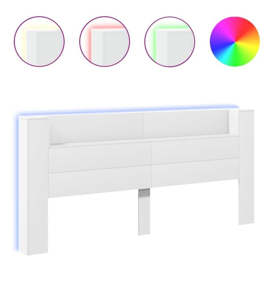 Armoire tête de lit avec LED blanc 220x16,5x103,5 cm
