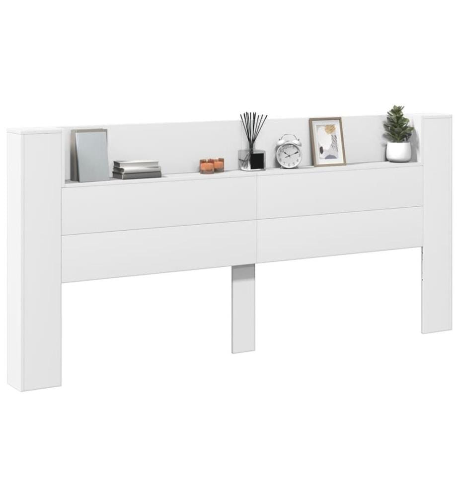 Armoire tête de lit avec LED blanc 220x16,5x103,5 cm