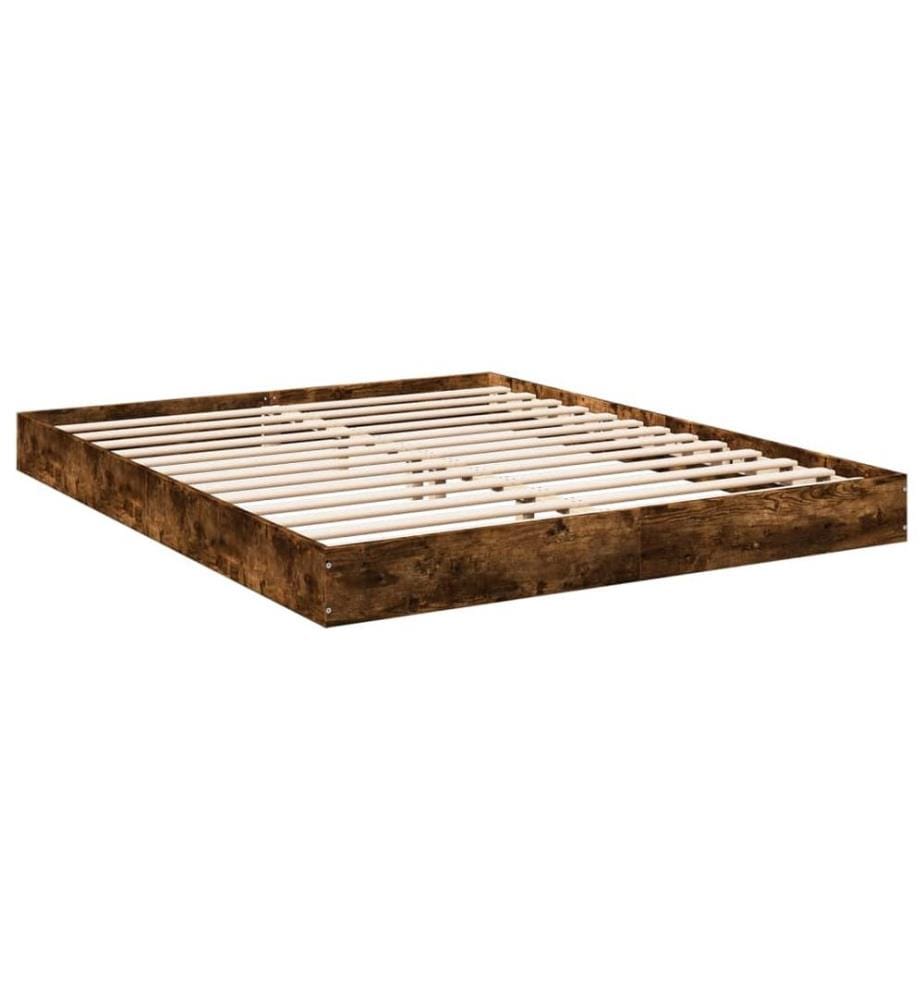 Cadre de lit sans matelas chêne fumé 160x200 cm bois ingénierie