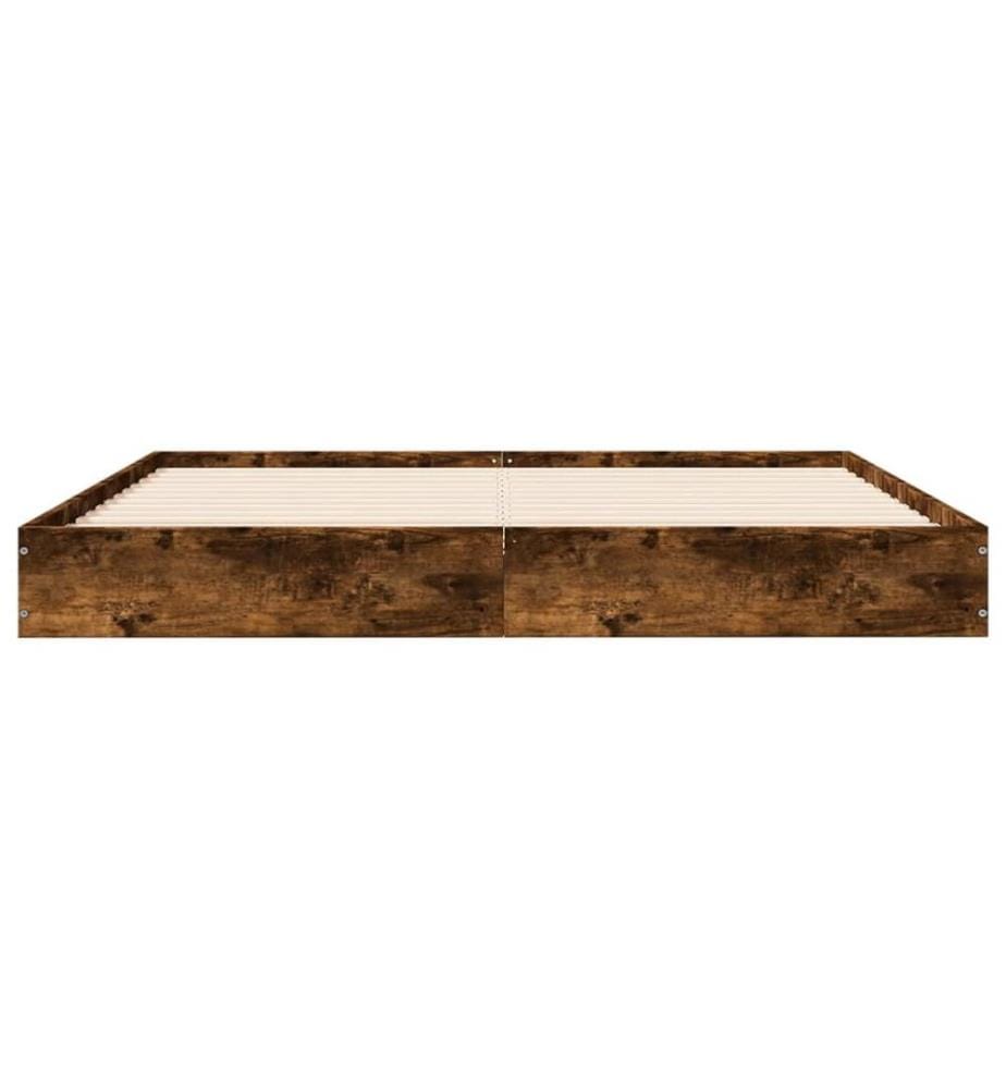 Cadre de lit sans matelas chêne fumé 160x200 cm bois ingénierie