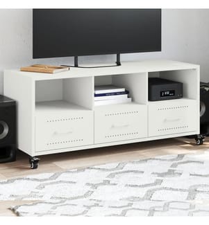 Meuble TV blanc 100,5x39x43,5 cm acier