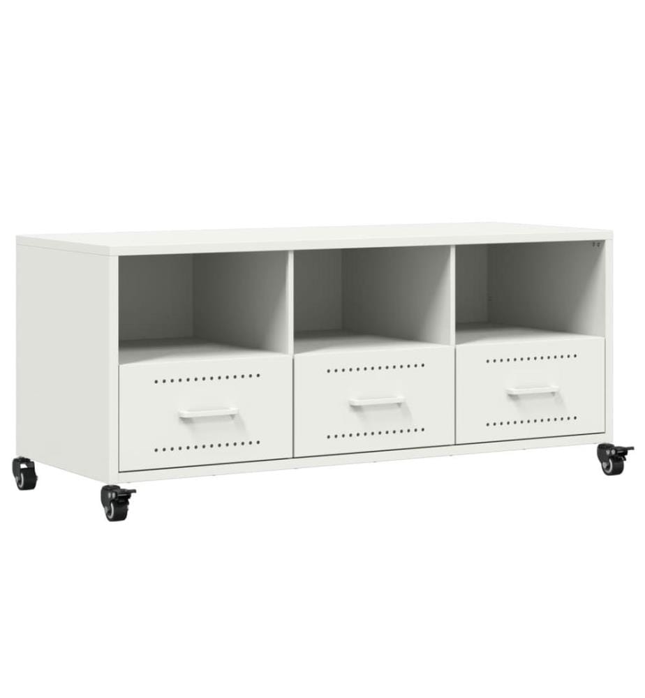 Meuble TV blanc 100,5x39x43,5 cm acier