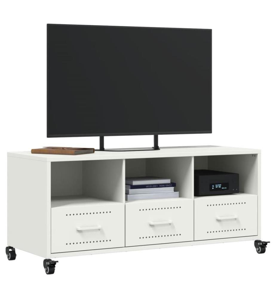 Meuble TV blanc 100,5x39x43,5 cm acier