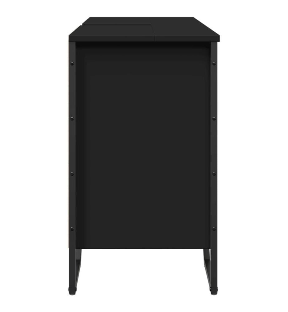 Waschbeckenunterschrank Schwarz 91x35x60 cm Holzwerkstoff
