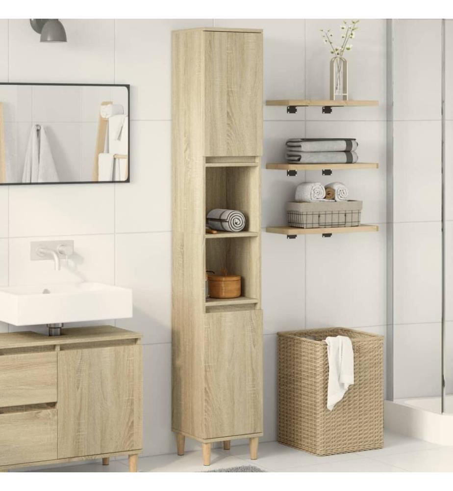 Badschrank Sonoma-Eiche 30x30x190 cm Holzwerkstoff