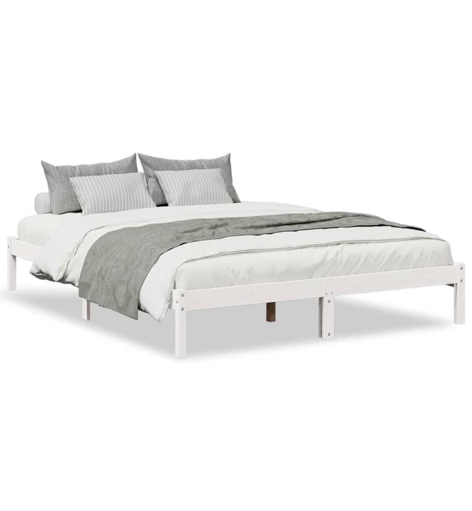 Cadre de lit extra long sans matelas 140x220 cm bois massif pin