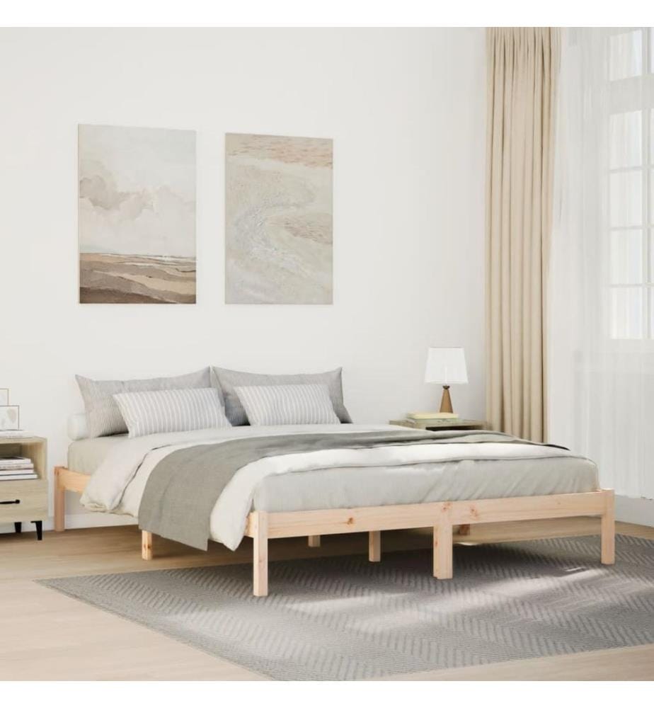 Cadre de lit extra long sans matelas 160x220 cm bois massif pin